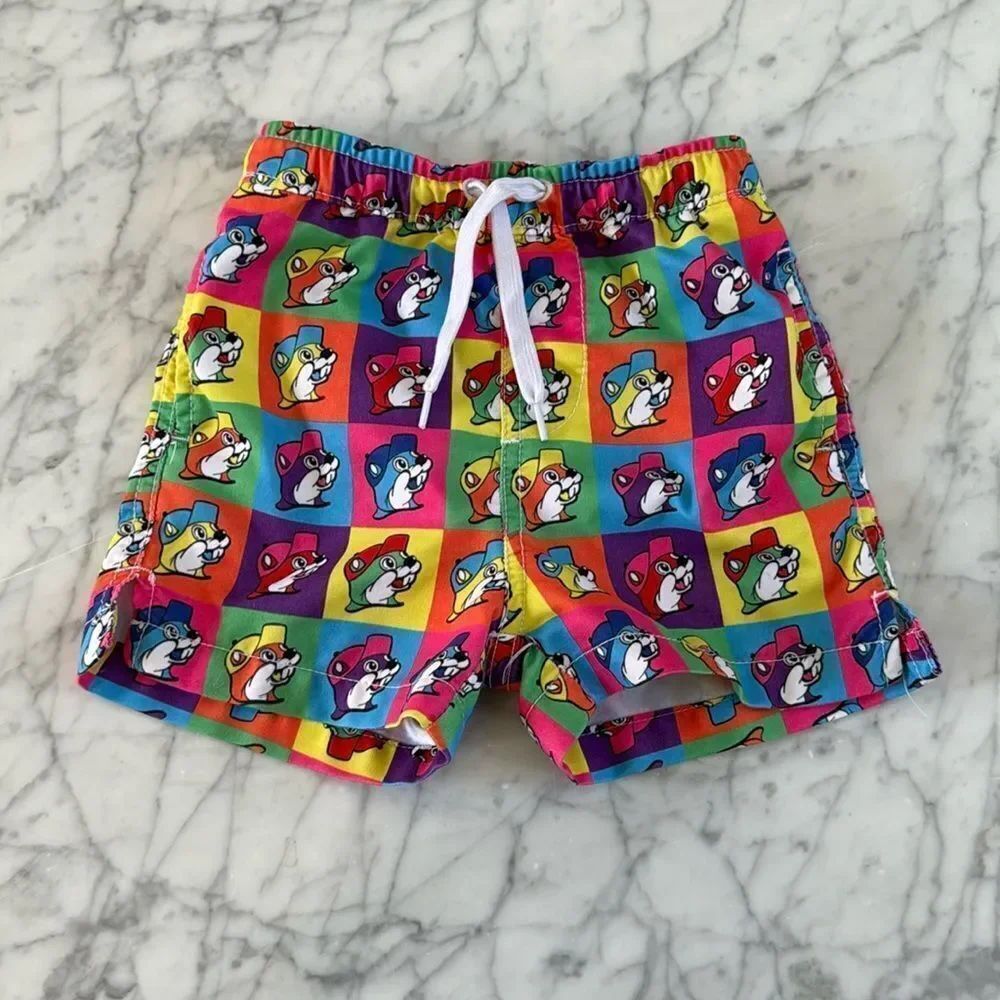 Bucees Beaver BUC-EE’S Colorblock toddler swim trunks neon Sz 3T